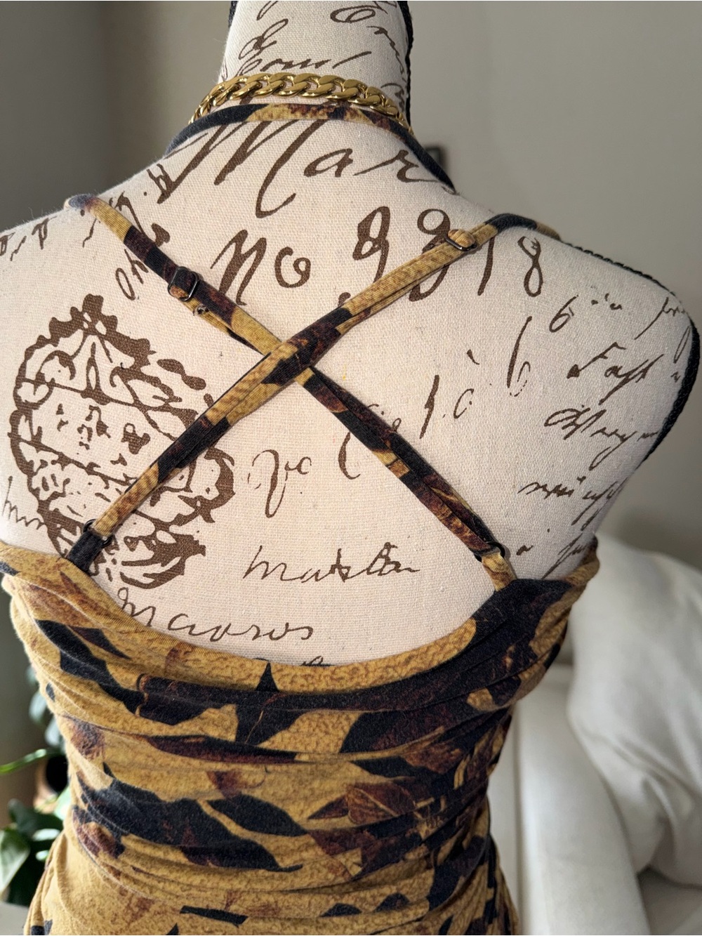 AllSaints Mustard and Black Floral Maxi Dress with Tie Front - Picture 11 of 14